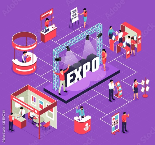 Isometric Exhibition Flowchart Composition