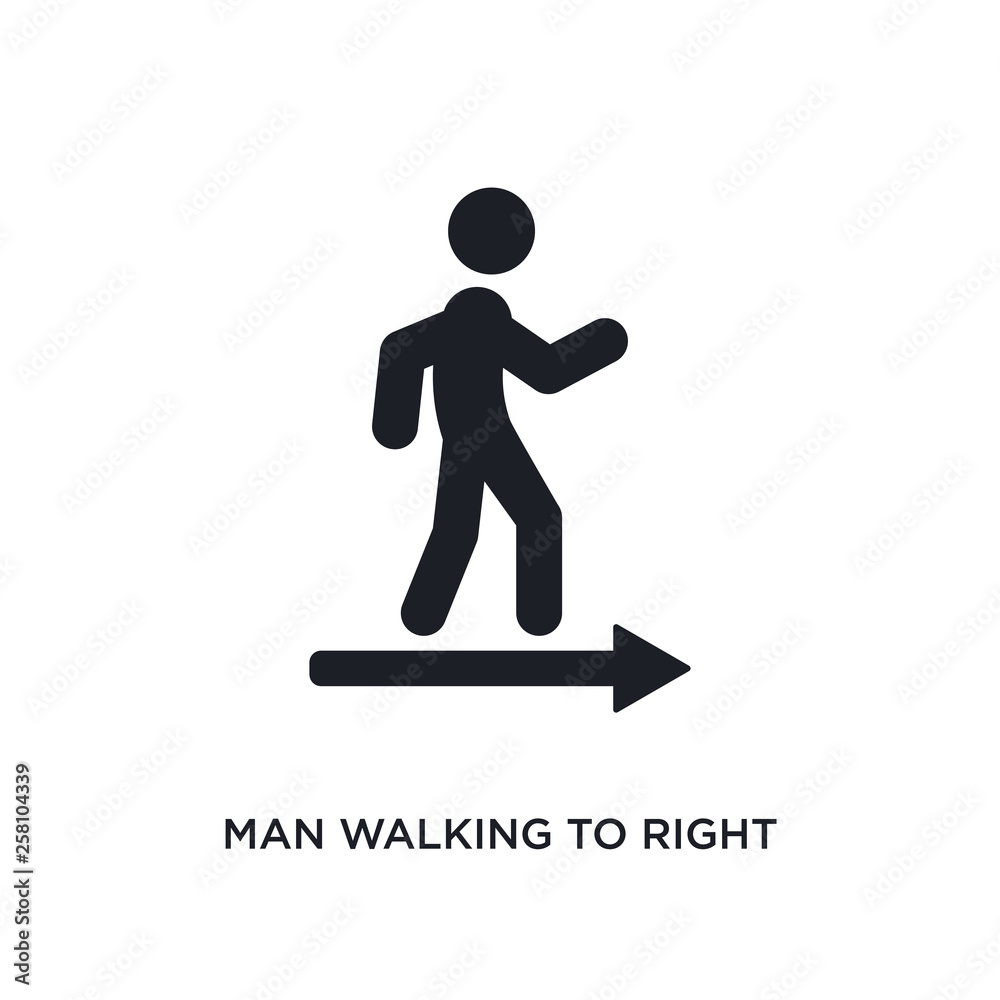 man walking to right isolated icon. simple element illustration from ultimate glyphicons concept icons. man walking to right editable logo sign symbol design on white background. can be use for web