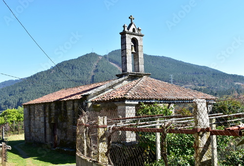 Pre-Romanesque Visigothic Landmark. San Xes de Francelos medieval Chapel. Ribadavia, Spain. photo