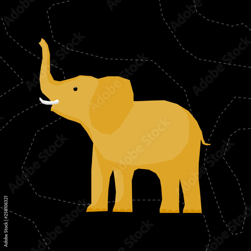 Abstract cute paper cut elephant pattern. Childish crafted elephant for design birthday card, veterinarian clinic poster, pet shop sale advertising, bag print etc.