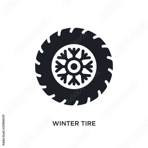 winter tire isolated icon. simple element illustration from winter concept icons. winter tire editable logo sign symbol design on white background. can be use for web and mobile