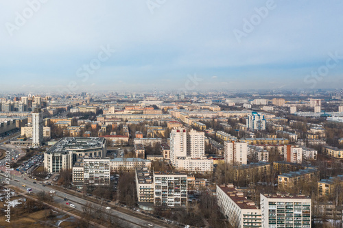 View from a height, with typical residential buildings.