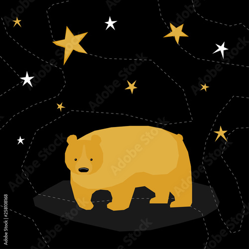 Abstract cute paper cut bear pattern. Childish crafted bear for design birthday card, veterinarian clinic poster, pet shop sale advertising, bag print etc.