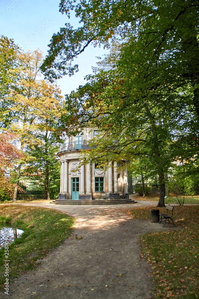 Germany. Historical buildings and streets of Dresden. Pillnitz Castle is a palace at the eastern of Dresden in the German state of Saxony.