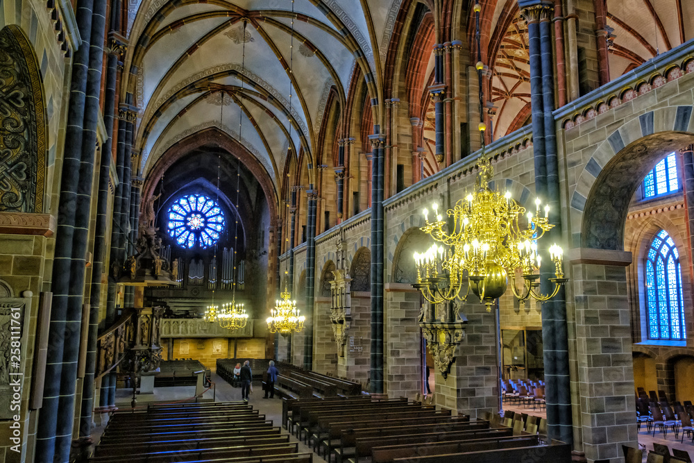 Interior of St. Peter's Cathedral in Bremen, Germany. March 2019