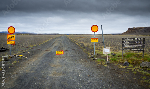 Closed gravel road in Iceland