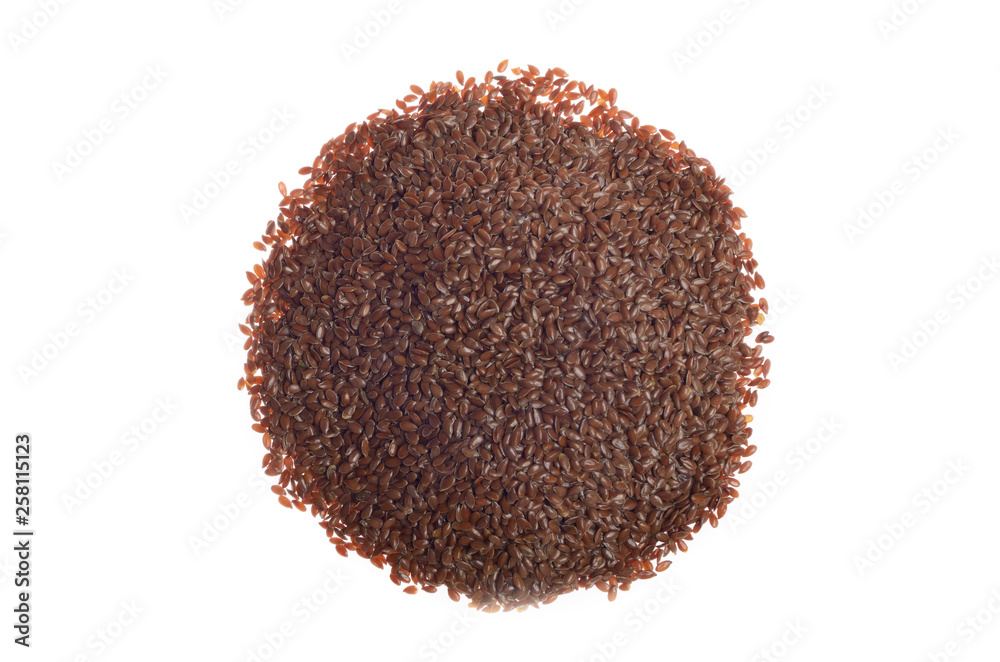 Brown flax seeds isolated on white background Brown flax seeds isolated on white background