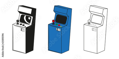 Set of arcade game machine in different styles. Vector illustrations.