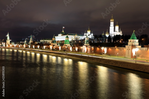 Moscow Kremlin Palace with Churches, and  wall Towers , Russia