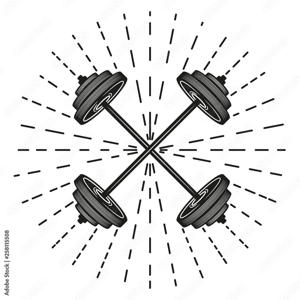 Crossed barbells. Vector illustration. Stock Vector Adobe Stock