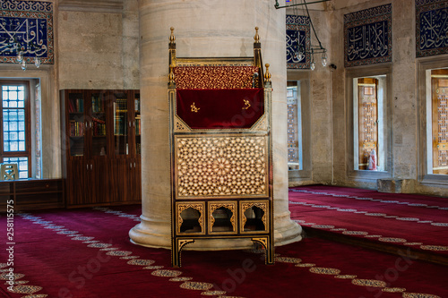 Wooden minbar sermon pulpit of Ottoman times photo