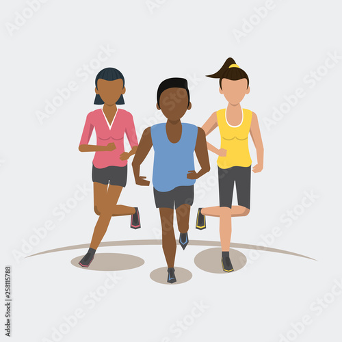 Fitness people running frontview