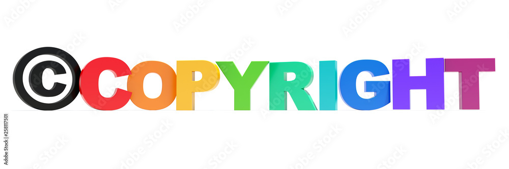 Copyright sign and colored text wide banner Copyright sign and colored text wide banner