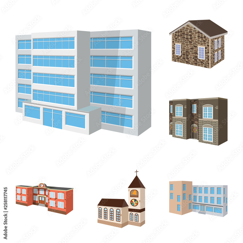 Vector illustration of building and home symbol. Collection of building and construction vector icon for stock.