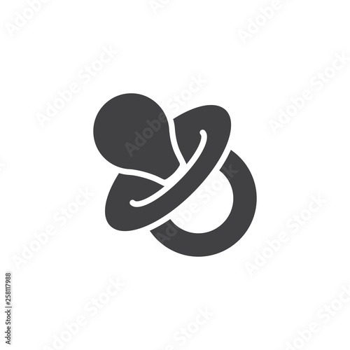 Baby dummy pacifier vector icon. filled flat sign for mobile concept and web design. Baby nipple glyph icon. Symbol, logo illustration. Pixel perfect vector graphics