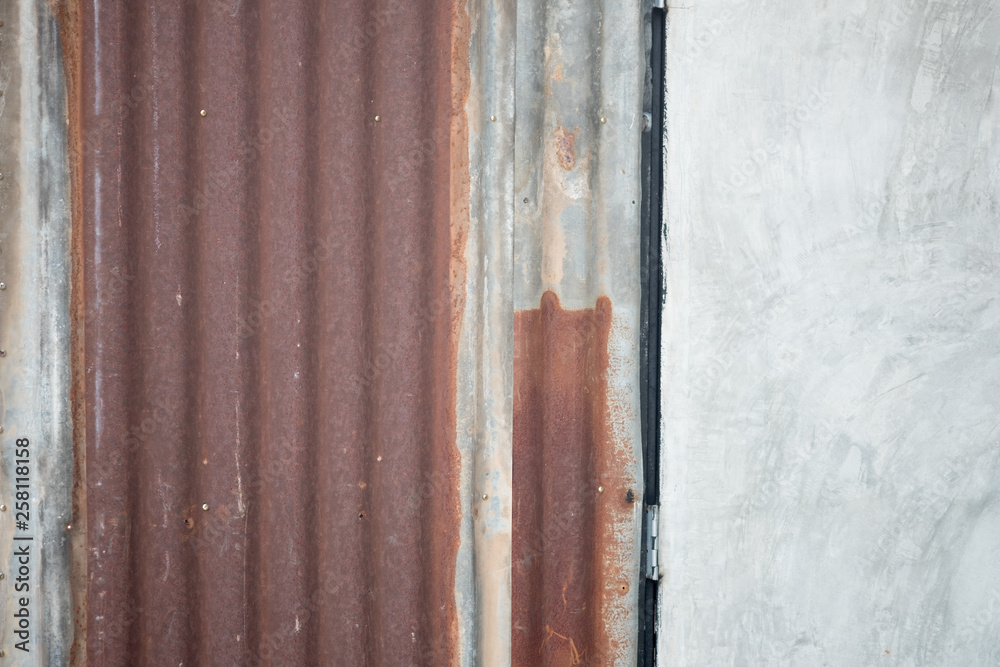 Rusted zinc sheet from the use for a long time. Rusted zinc sheet from the use for a long time.