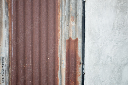 Rusted zinc sheet from the use for a long time.