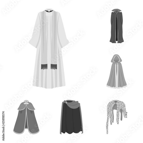 Vector illustration of textile and cloth sign. Set of textile and clothing stock vector illustration.