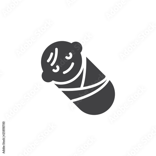 Swaddled baby infant vector icon. filled flat sign for mobile concept and web design. Sleeping newborn child glyph icon. Symbol, logo illustration. Pixel perfect vector graphics