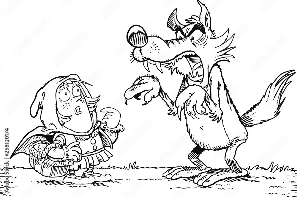 Fototapeta premium Red Riding Hood and the Wolf