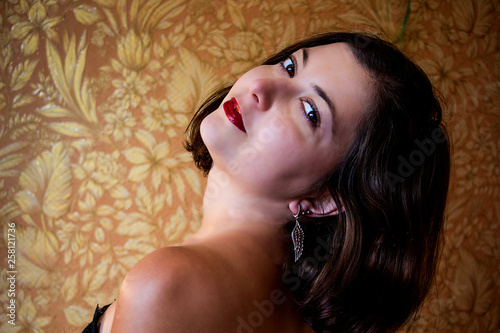 Portrait of young beautiful brunette woman