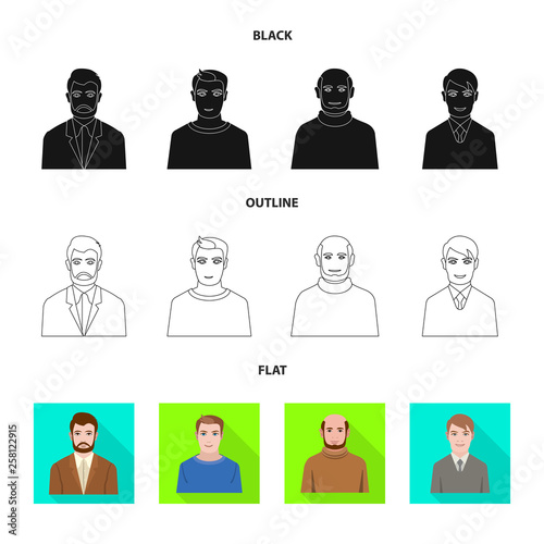 Vector illustration of hairstyle and profession  logo. Collection of hairstyle and character  stock symbol for web.