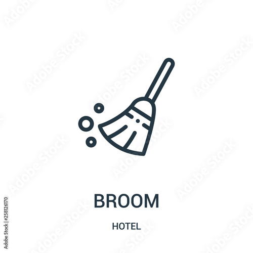 broom icon vector from hotel collection. Thin line broom outline icon vector illustration.