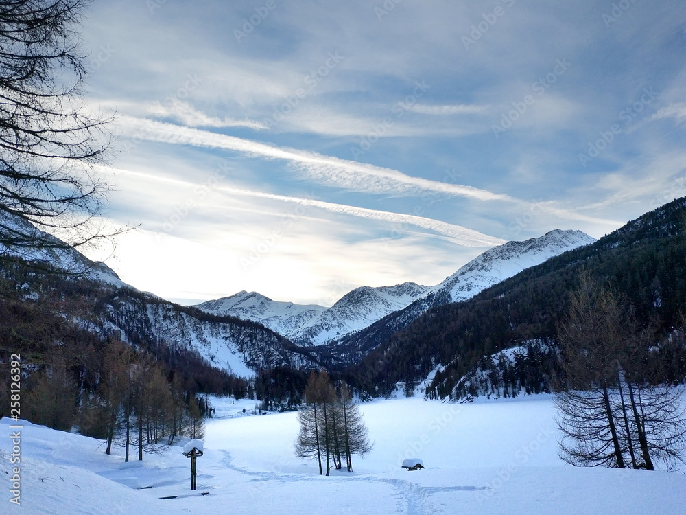 snow landscape in val martello snow landscape in val martello