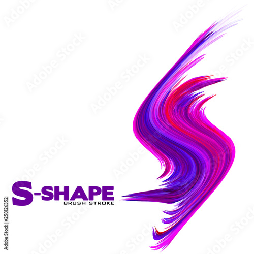 Blue violet and red magenta shape brush stroke. Technicolor vector graphics