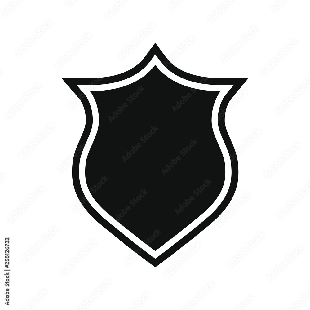 Shield icon. Protection symbol. Isolated sign black shield on white background. Vector illustration