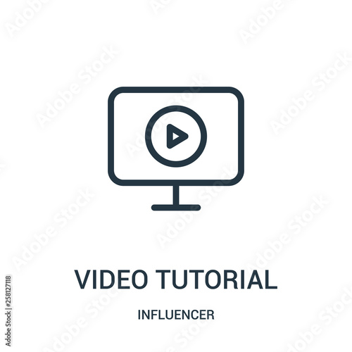 video tutorial icon vector from influencer collection. Thin line video tutorial outline icon vector illustration.