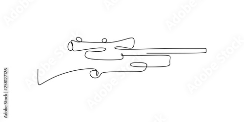 continuous line drawing of rifle