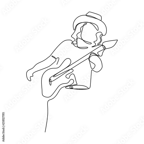picture of a continuous line of rocker guitarist players.