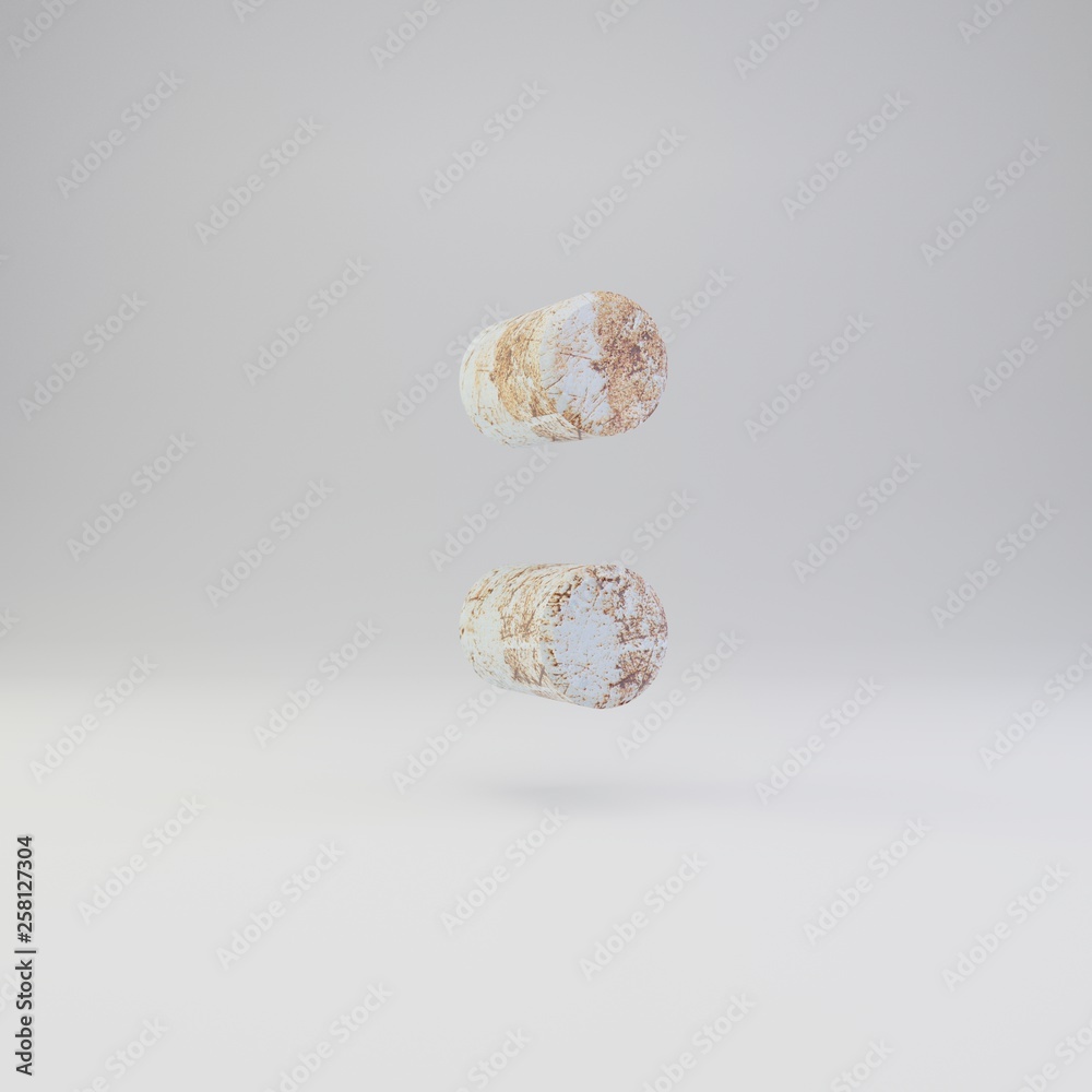 Concrete colon symbol with rusty metal scratches isolated on white background Concrete colon symbol with rusty metal scratches isolated on white background