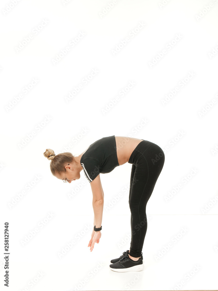 girl doing fitness on a white background. girl doing fitness on a white background.