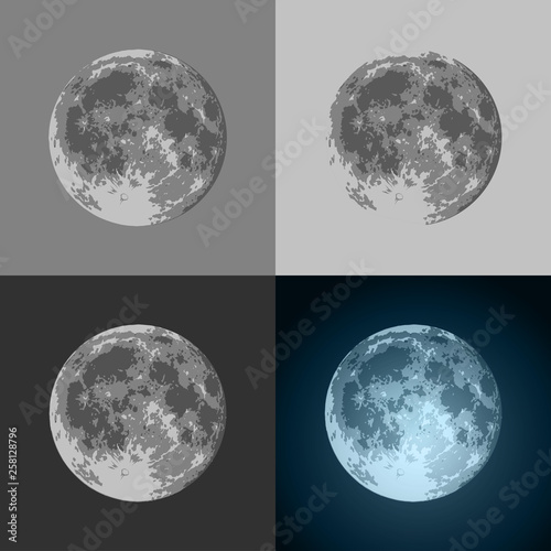 Set of Vector Full Moon ico...