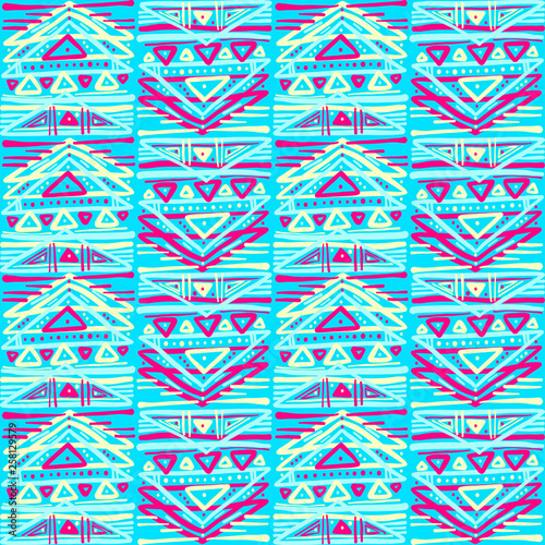 Abstract Ikat and boho style handcraft fabric pattern. Traditional Ethnic design for clothing and textile background, carpet or wallpaper