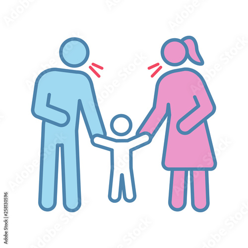 Parents scolding child color icon