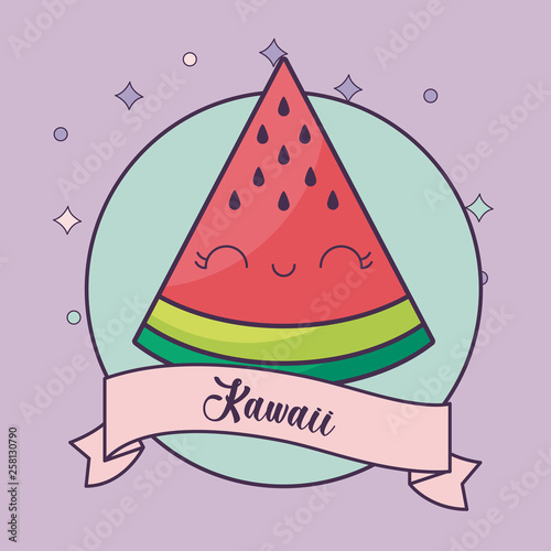 Wallpaper Mural slice of watermelon kawaii character and ribbon Torontodigital.ca