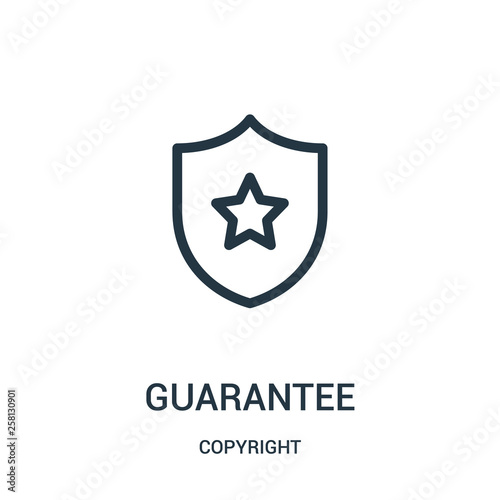 guarantee icon vector from copyright collection. Thin line guarantee outline icon vector illustration.