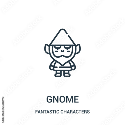 gnome icon vector from fantastic characters collection. Thin line gnome outline icon vector illustration.