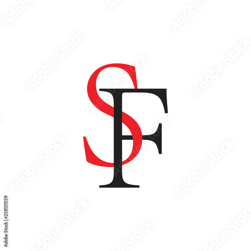 letters sf simple linked logo vector