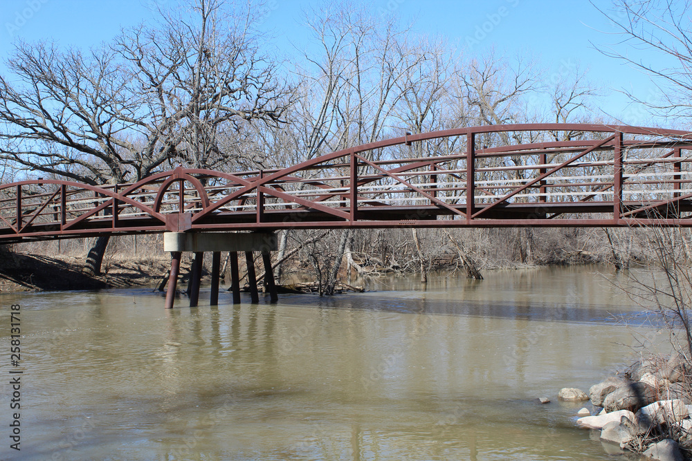 Arch foot bridge over the Des Plaines River at Independence Grove