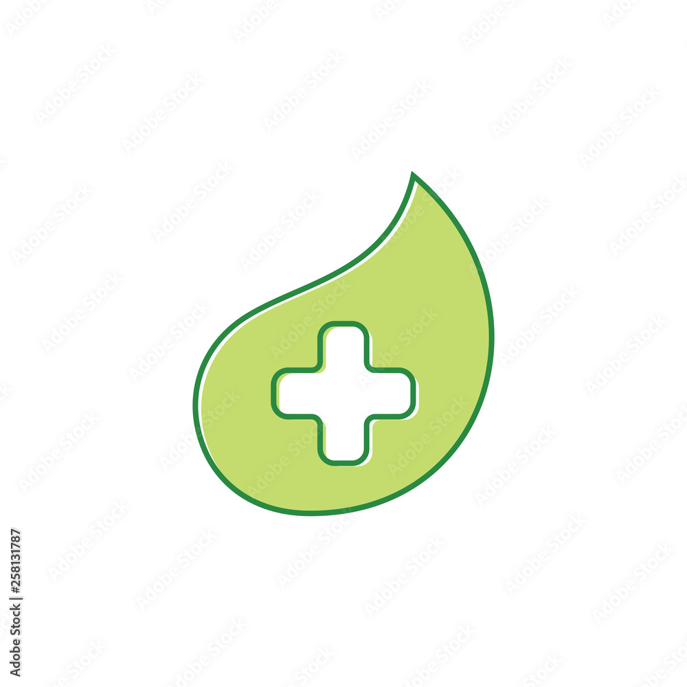Obraz premium simple leaf natural cure plus medical logo
