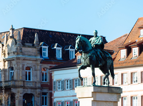 Landau, Germany - 28th of march 2019: Monument of  Prince Regent Luitpold on the town hall square in Landau/ Palatinate photo