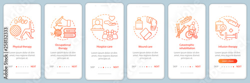 Nursing service onboarding mobile app page screen vector template