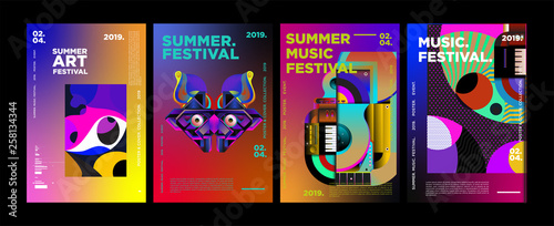 Summer Colorful Art and Music Festival Poster and Cover Template for Event, Magazine, and Web Banner.