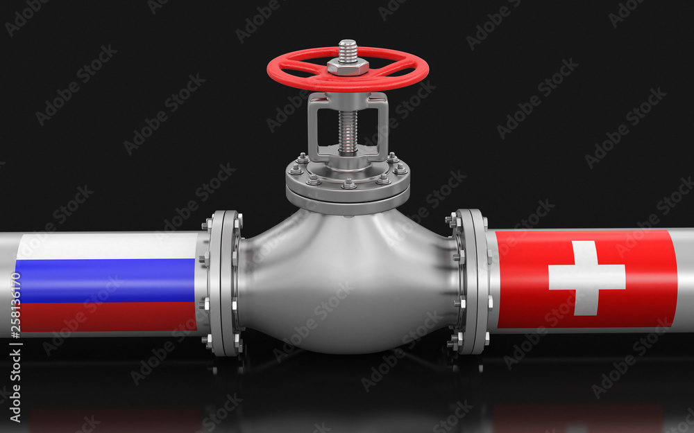 Pipeline with flags. Image with clipping path Pipeline with flags. Image with clipping path