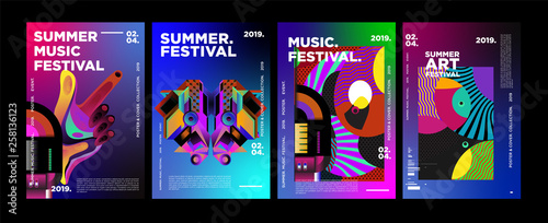 Summer Colorful Art and Music Festival Poster and Cover Template for Event, Magazine, and Web Banner.