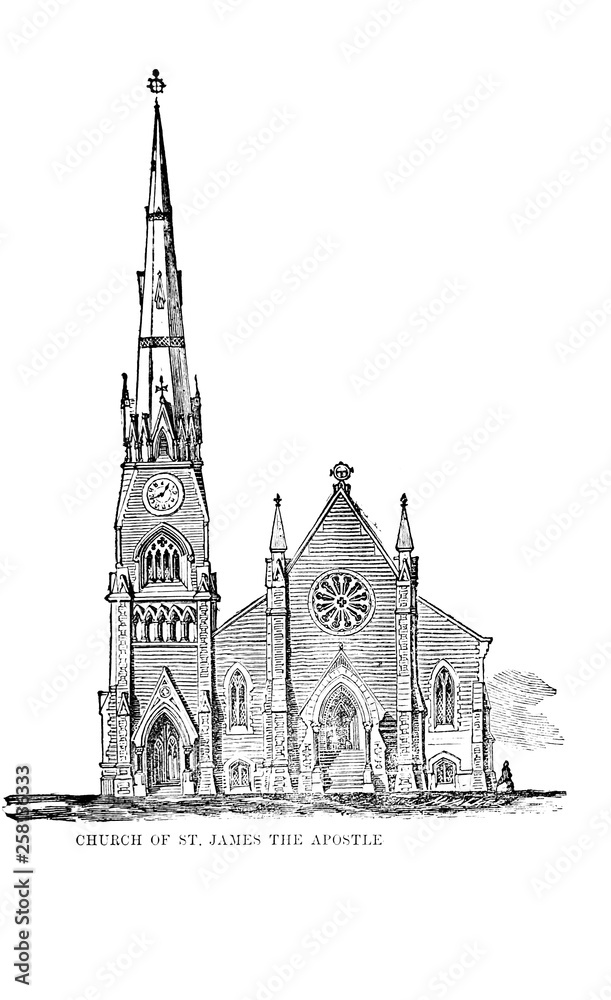 Montreal City. Engraving illustration